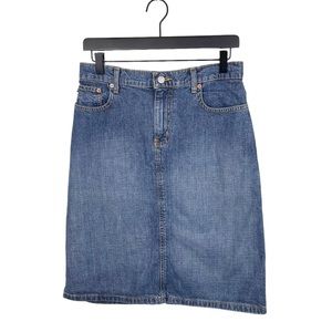 Vintage Y2K 2000s Polo Jeans Company Ralph Lauren Denim Knee Skirt with Slit 2